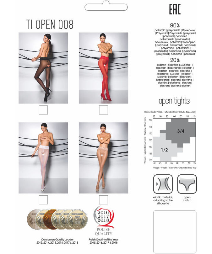 PASSION - TIOPEN 008 RED TIGHTS 3/4 30 DEN