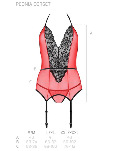PASSION - PEONIA CORSET EROTIC LINE ROOD S/M PASSION - PEONIA CORSET EROTIC LINE ROOD S/M