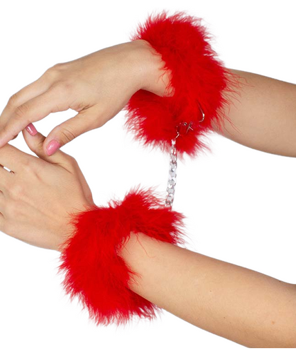SECRETPLAY - RED MARABOU HANDCUFFS SECRETPLAY - RED MARABOU HANDCUFFS