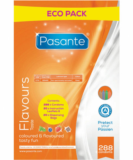 PASANTE - CONDOMS ECO PACK FLAVORS BAG 288 UNITS PASANTE - CONDOMS ECO PACK FLAVORS BAG 288 UNITS