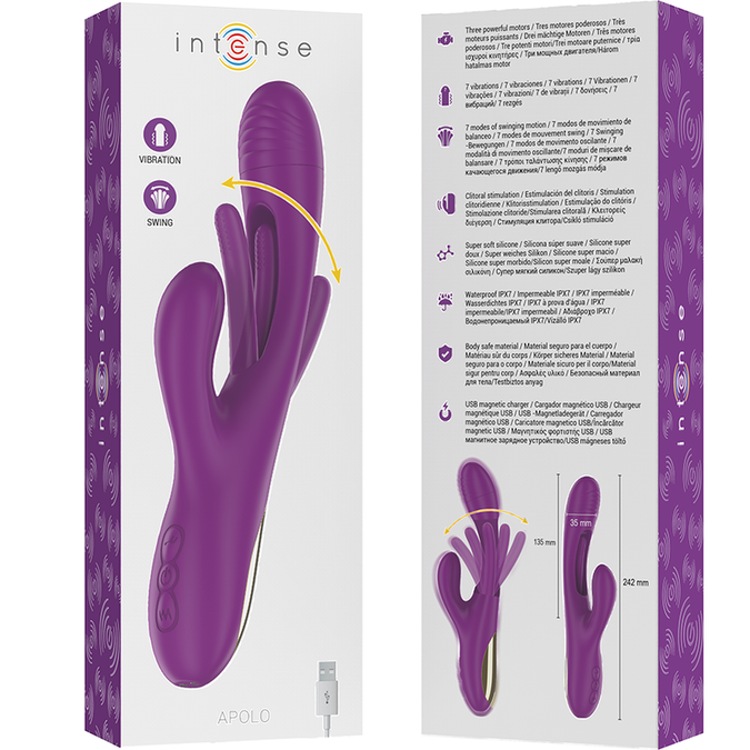 INTENSE - APOLO OPLAADBARE MULTIFUNCTIONELE VIBRATOR 7 TRILLINGEN MET ZWAAIENDE BEWEGING PAARS