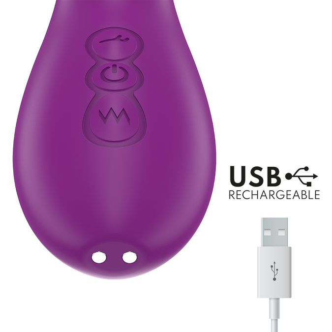 INTENSE - ATENEO OPLAADBARE MULTIFUNCTIONELE VIBRATOR 7 TRILLINGEN MET OSCILLERENDE TONG EN PAARSE ZUIGNAP