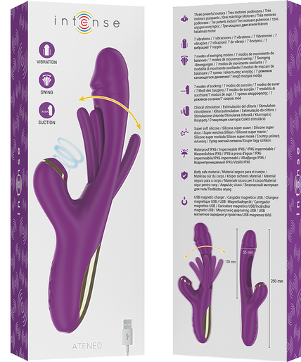 INTENSE - ATENEO RECHARGEABLE MULTIFUNCTION VIBRATOR 7 VIBRATIONS WITH OSCILLATING TONGUE AND PURPLE SUCTION INTENSE - ATENEO RECHARGEABLE MULTIFUNCTION VIBRATOR 7 VIBRATIONS WITH OSCILLATING TONGUE AND PURPLE SUCTION