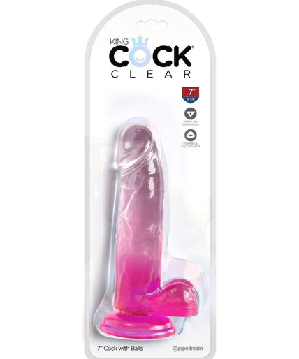 KING COCK - CLEAR REALISTIC PENIS WITH BALLS 15.2 CM PINK KING COCK - CLEAR REALISTIC PENIS WITH BALLS 15.2 CM PINK