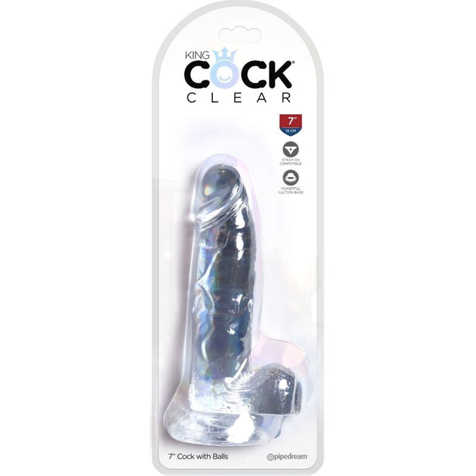 King Cock – Clear Realistic Penis with Balls Transparent 15.2 cm