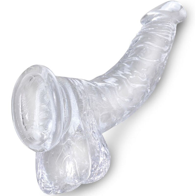 King Cock – Clear Realistic Curved Penis with Balls Transparent 16.5 cm