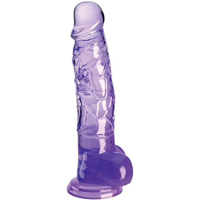 Pleasurements – King Cock – Clear Realistic Penis With Balls Purple 16.5 Cm