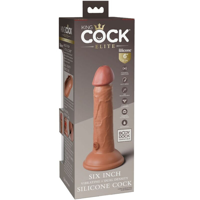 KING COCK - ELITE REALISTISCHE DILDO TRILLEND & SILICONE 15,2 CM CARAMEL
