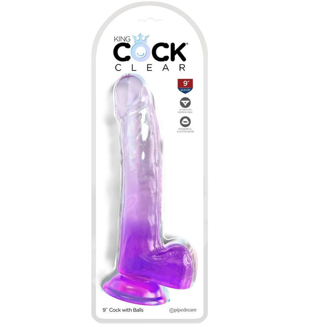 King Cock – Clear Dildo With Testicles 20.3 Cm Purple