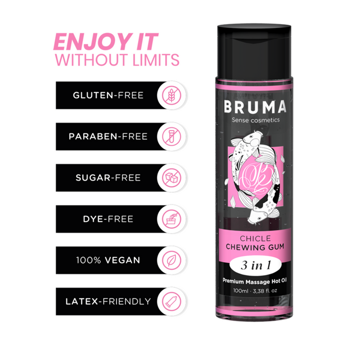 BRUMA - PREMIUM MASSAGE HETE OLIE KAUWGOM 3 IN 1 - 100 ML