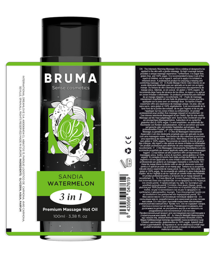 BRUMA - PREMIUM MASSAGE HETE OLIE WATERMELOEN 3 IN 1 - 100 ML BRUMA - PREMIUM MASSAGE HETE OLIE WATERMELOEN 3 IN 1 - 100 ML