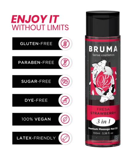 BRUMA - PREMIUM MASSAGEWARMTEOLIE AARDBEI 3 IN 1 - 100 ML BRUMA - PREMIUM MASSAGEWARMTEOLIE AARDBEI 3 IN 1 - 100 ML
