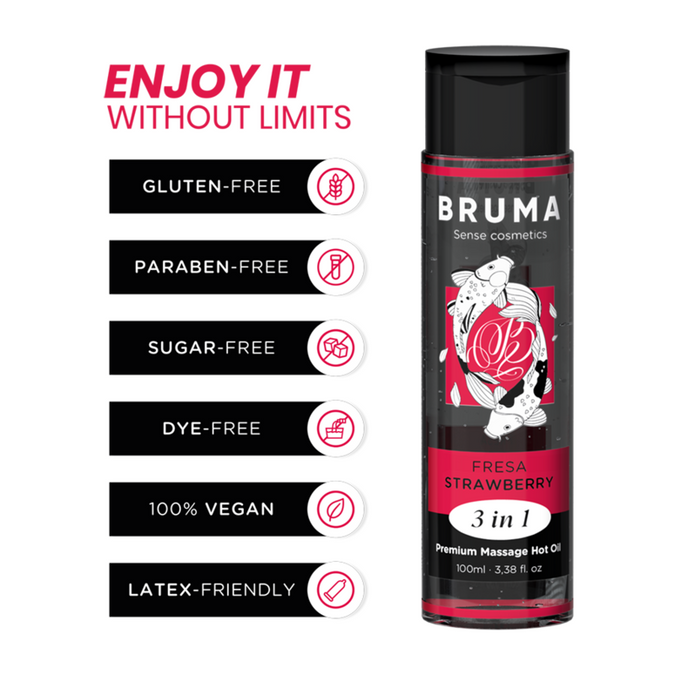 BRUMA - PREMIUM MASSAGEWARMTEOLIE AARDBEI 3 IN 1 - 100 ML