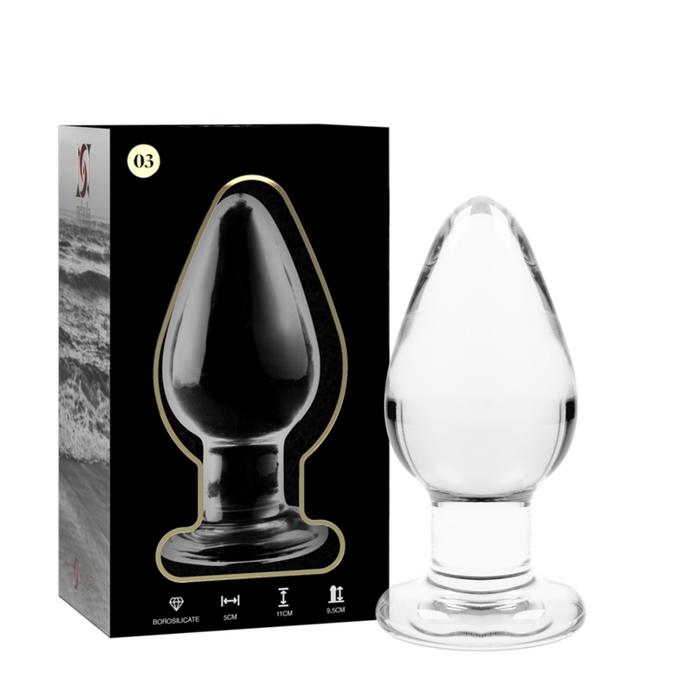 Nebula-serie van Ibiza – Model 3 Anaalplug van Borosilicaatglas Transparant 11 cm – O – 5 cm