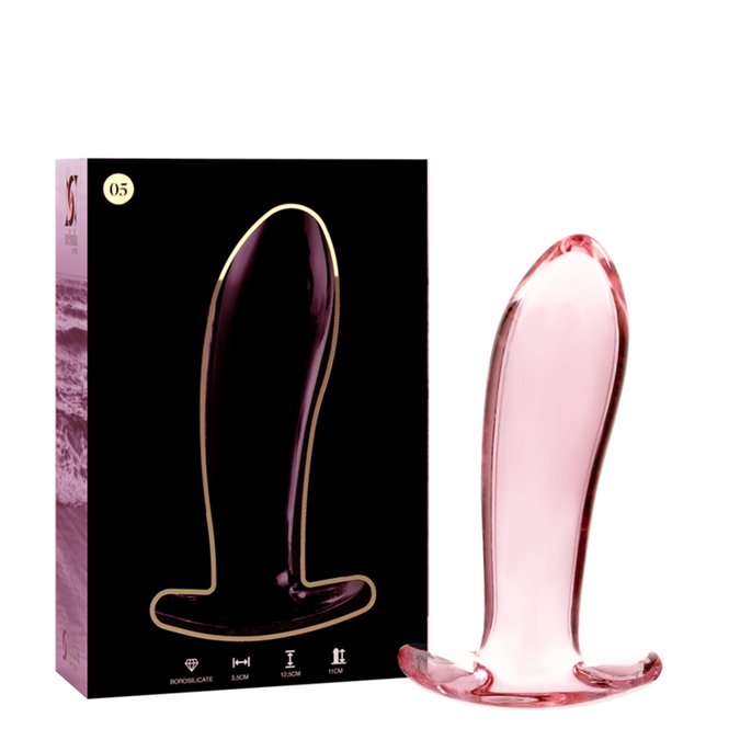 NEBULA SERIES BY IBIZA - MODEL 5 ANALE PLUG BOROSILICAATGLAS ROZE 12,5 CM -Ø- 3,5 CM