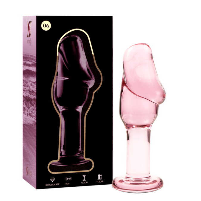 NEBULA SERIE VAN IBIZA - MODEL 6 ANALE PLUG BOROSILICAAT GLAS ROZE 12,5 CM -O- 4 CM