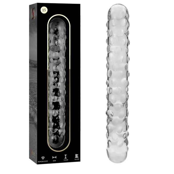Nebula-serie van Ibiza – Model 15 Dildo van Borosilicaatglas Helder 18,5 cm – Ø 4 cm