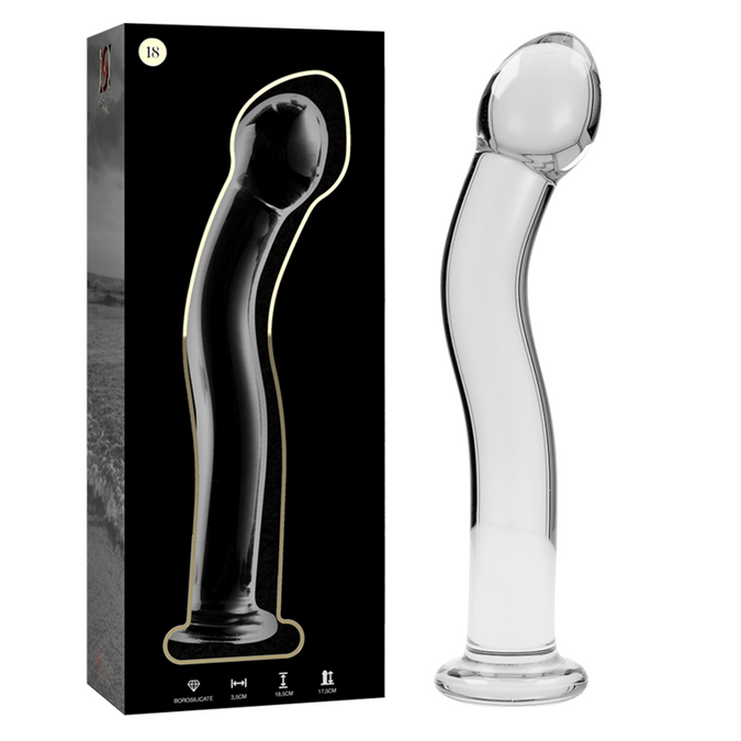 NEBULA-SERIE VAN IBIZA - MODEL 18 DILDO BOROSILICAATGLAS HELDER 18,5 CM -Ø- 3,5 CM