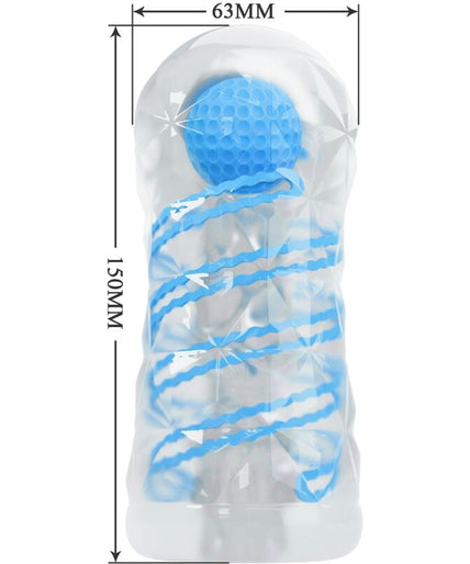 PRETTY LOVE - SMALL MASTURBATOR WITH BLUE SPIRALS PRETTY LOVE - SMALL MASTURBATOR WITH BLUE SPIRALS