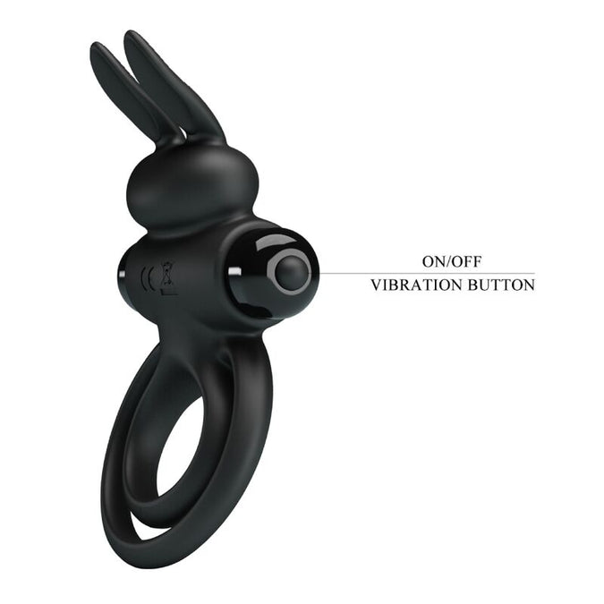 PRETTY LOVE - VIBRATOR III RABBITRING VOOR ZWARTE PENIS