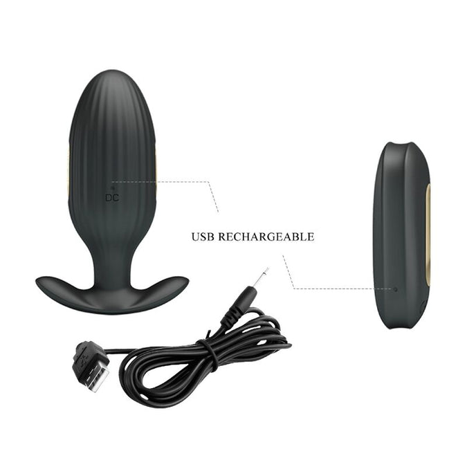 PRETTY LOVE - KELLY ANALE PLUG OPLAADBARE VIBRATOR ZWART