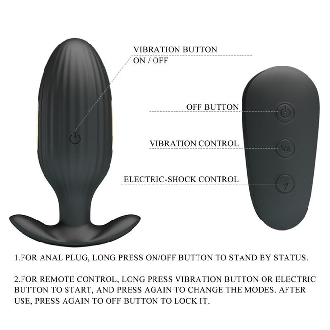 PRETTY LOVE - KELLY ANALE PLUG OPLAADBARE VIBRATOR ZWART