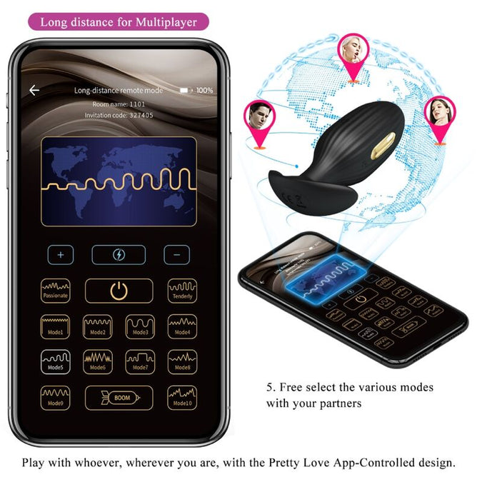 Pretty Love – Jefferson App Controlled Anal Plug Black