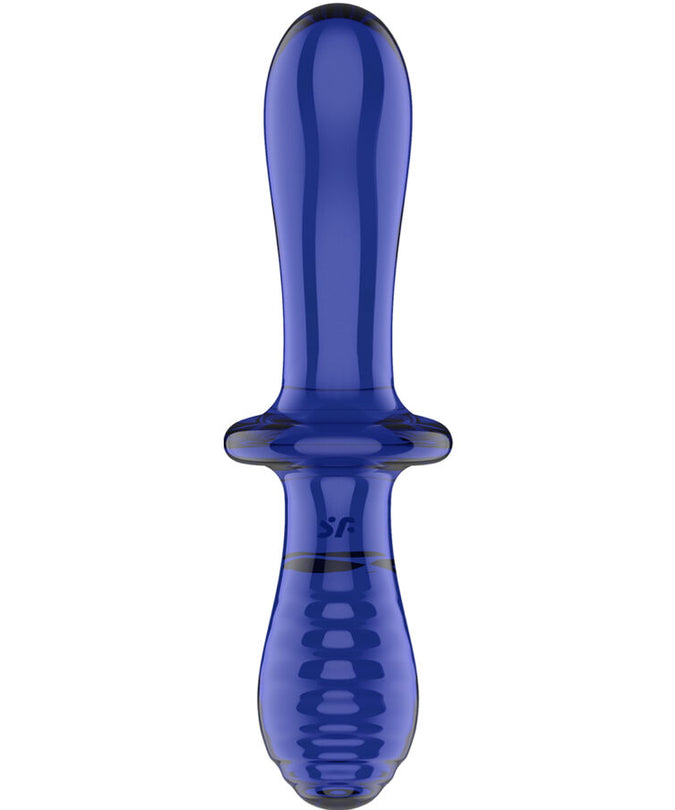 SATISFYER - DOUBLE CRYSTAL DILDO BLUE