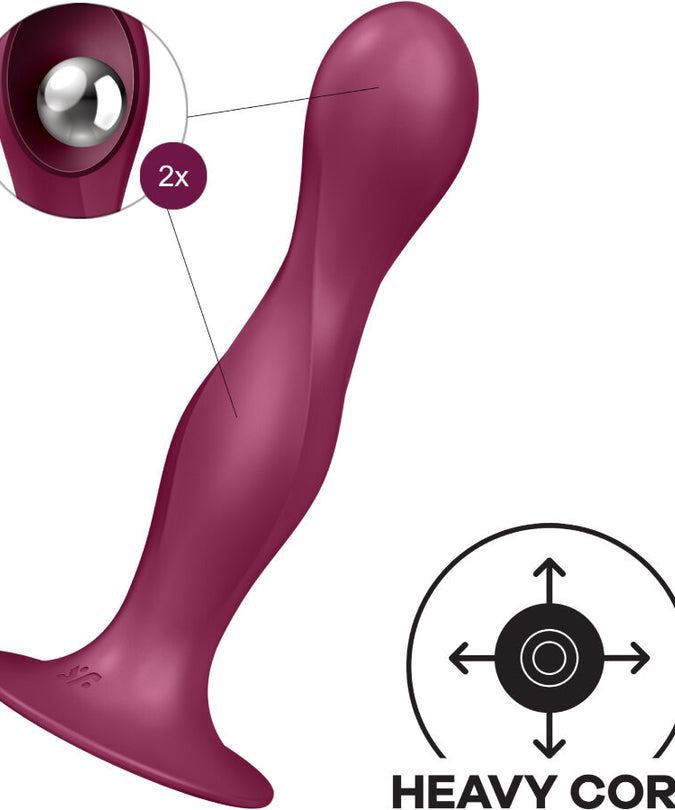 Satisfyer – Doppelkugel-R Silikon Dildo Granat