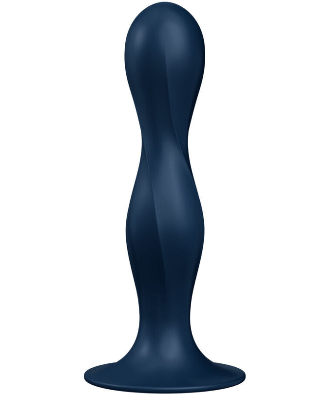 SATISFYER - DOUBLE BALL-R SILICONE DILDO BLUE