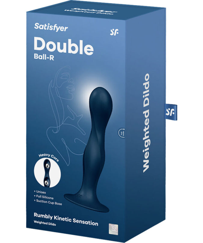 SATISFYER - DOUBLE BALL-R SILICONE DILDO BLUE