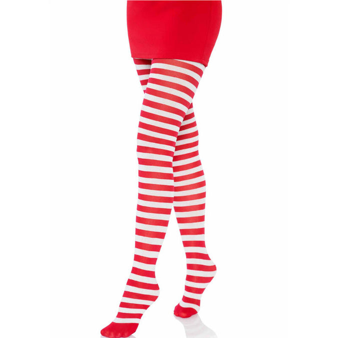 LEG AVENUE - WIT/ROOD GESTREEPTE PANTY