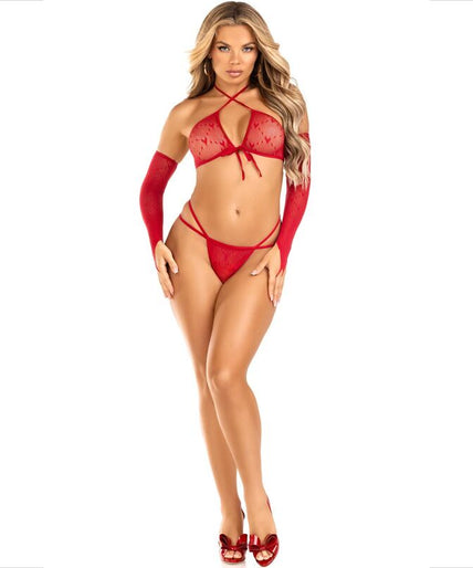 LEG AVENUE - SET 3 DELEN TOP + STRING + MOUWEN LEG AVENUE - SET 3 DELEN TOP + STRING + MOUWEN
