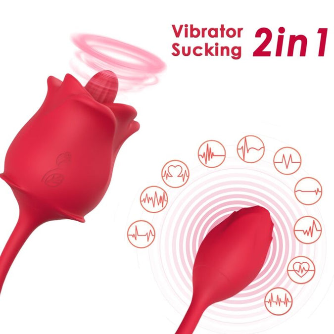 Armony – Pink 2 In 1 Suction Stimulator & Vibrator 10 Modes With Red Tail