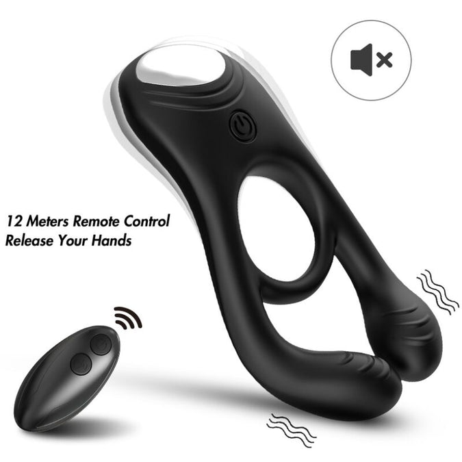 ARMONY - VEYRON DUBBELE VIBRATORRING VOOR PAARTJES MET AFSTANDSBEDIENING ZWART