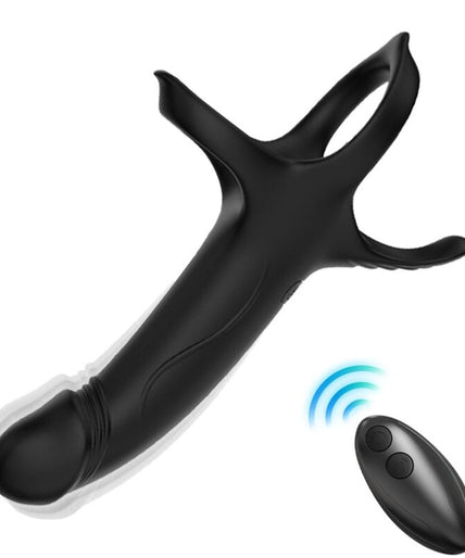 ARMONY - DILDO WITH RING & VIBRATOR REMOTE CONTROL BLACK ARMONY - DILDO WITH RING & VIBRATOR REMOTE CONTROL BLACK