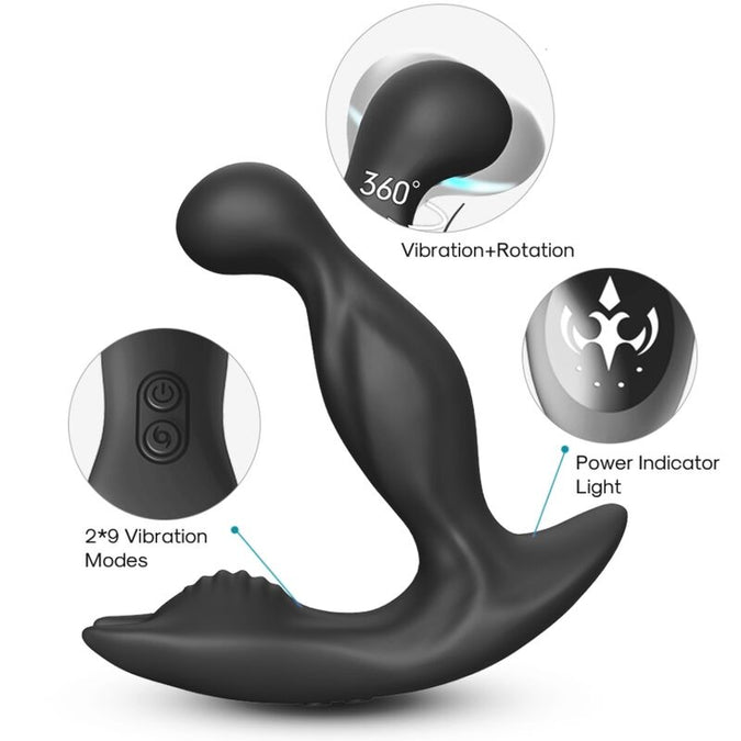 Pleasurements – Armony – Bat King Rotating & Vibrating Prostate Massager With Remote Control – Black