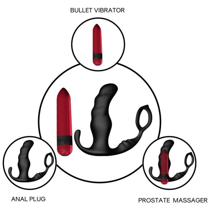 Pleasurements – Armony – Knight Prostate Vibrator With Cock Ring & Remote Control – Black