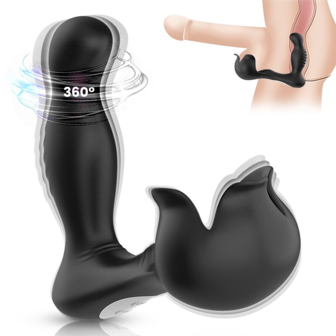 Pleasurements – Armony – Surround Prostate Vibrator With Testicle Stimulator & Remote Control – Black