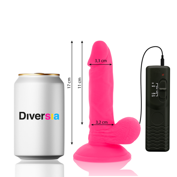 Diversia – Flexibele Vibrerende Dildo Roze 17 Cm – O – 3,3 Cm