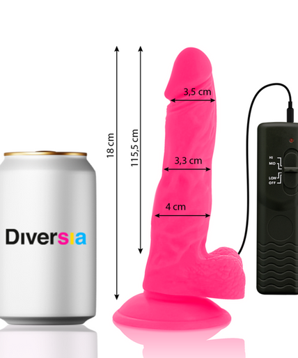 DIVERSIA - FLEXIBLE VIBRATING DILDO PINK 18 CM -O- 4 CM DIVERSIA - FLEXIBLE VIBRATING DILDO PINK 18 CM -O- 4 CM