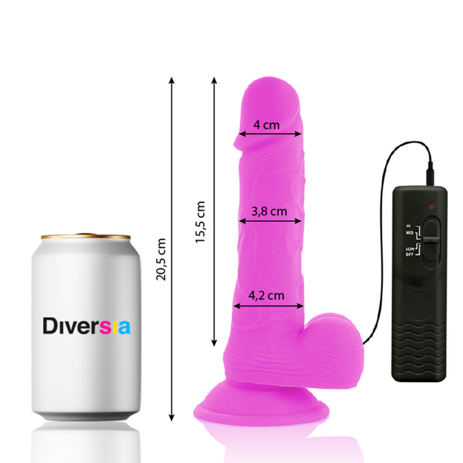 DIVERSIA - FLEXIBELE VIBRERENDE DILDO PAARS 20.5 CM -O- 4.2 CM