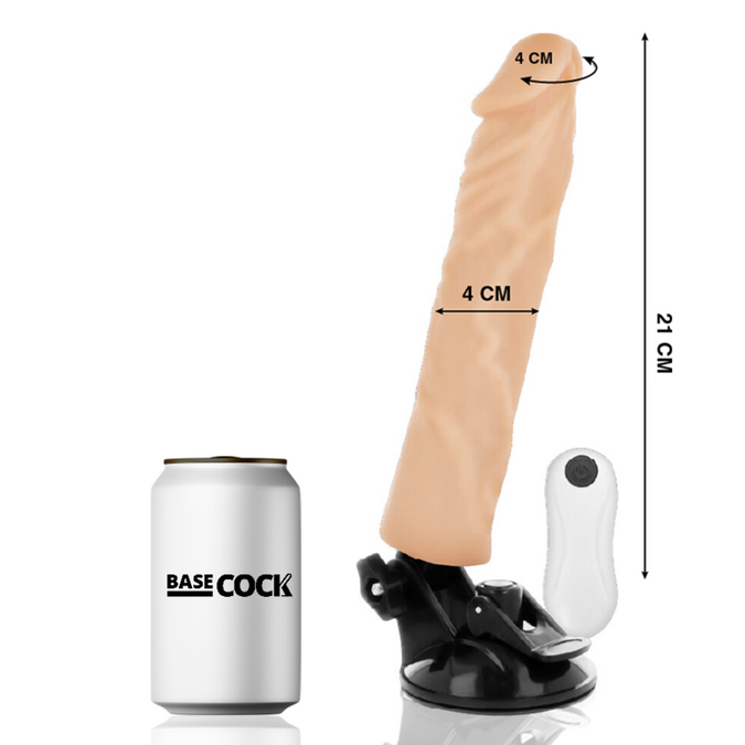 BASECOCK - REALISTISCHE VIBRATOR AFSTANDSBEDIENING VLEES 21 CM -O- 4 CM