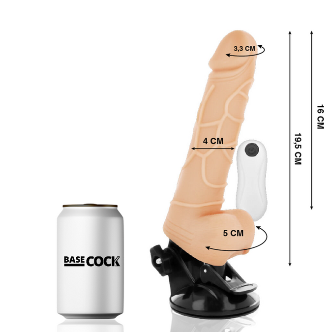 Basecock – Realistic Vibrator Remote Control Natural with Testicles 19.5 Cm -O- 4 Cm