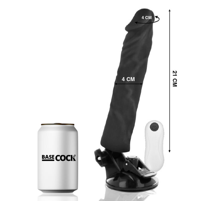 Basecock – Realistische vibrator met afstandsbediening zwart 21 cm -Ø- 4 cm