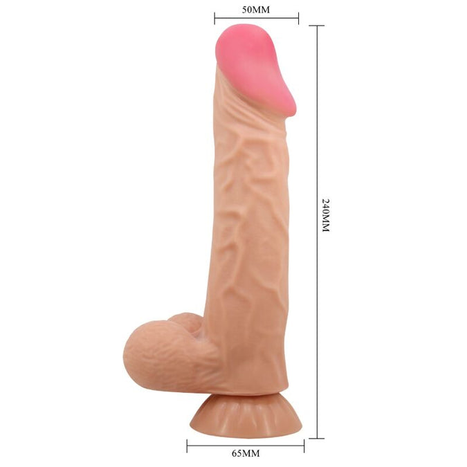 PRETTY LOVE - SLIDING SKIN SERIES REALISTISCHE DILDO MET VERSCHUIVENDE HUID ZUIGNAP AFSTANDSBEDIENING HUIDSKLEUR 24 CM