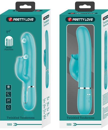 PRETTY LOVE - RABBIT VIBRATOR WITH LICKING AQUA GREEN PRETTY LOVE - RABBIT VIBRATOR WITH LICKING AQUA GREEN