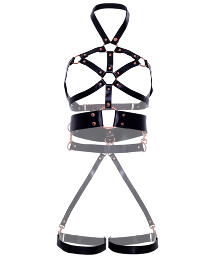 LEG AVENUE - VEGAN LEATHER GRIP BODY HARNESS BLACK S LEG AVENUE - VEGAN LEATHER GRIP BODY HARNESS BLACK S