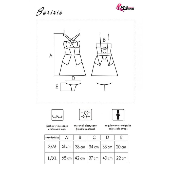 LIVCO CORSETTI FASHION - BARIRIN LC 90633 SHIRT + PANTY ZWART L/XL