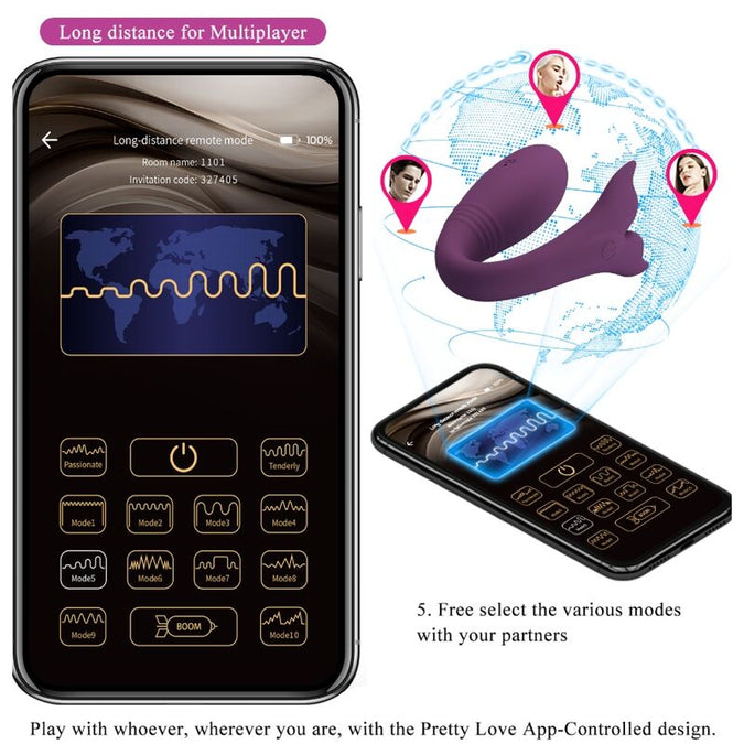 Pretty Love – Jayleen Vibrator met App-afstandsbediening Paars